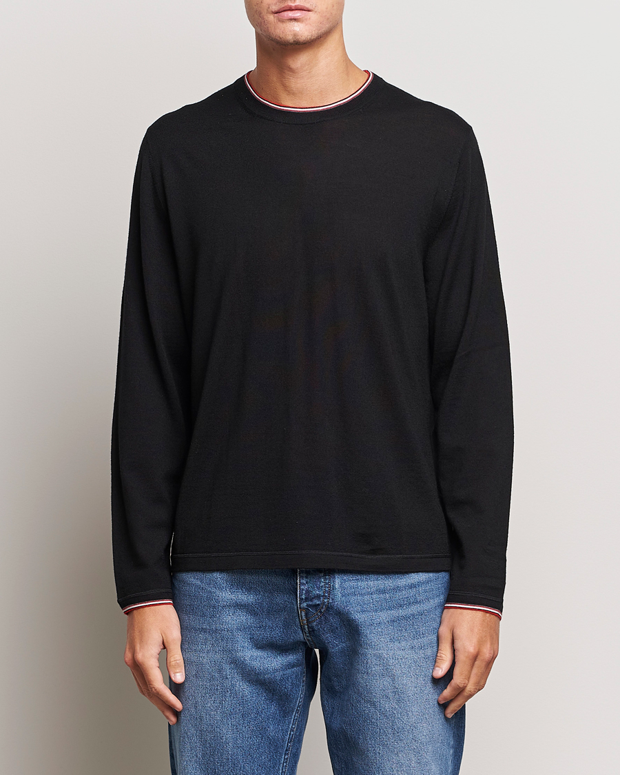 Herr | Stickade tröjor | Paul Smith | Merino Wool Knitted Crew Neck Sweater Black