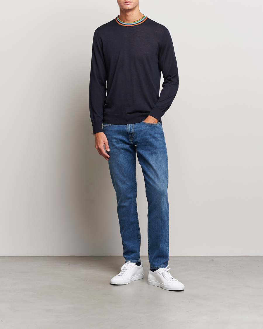 Herr | Tröjor | Paul Smith | Wool/Silk Knitted Crew Neck Navy