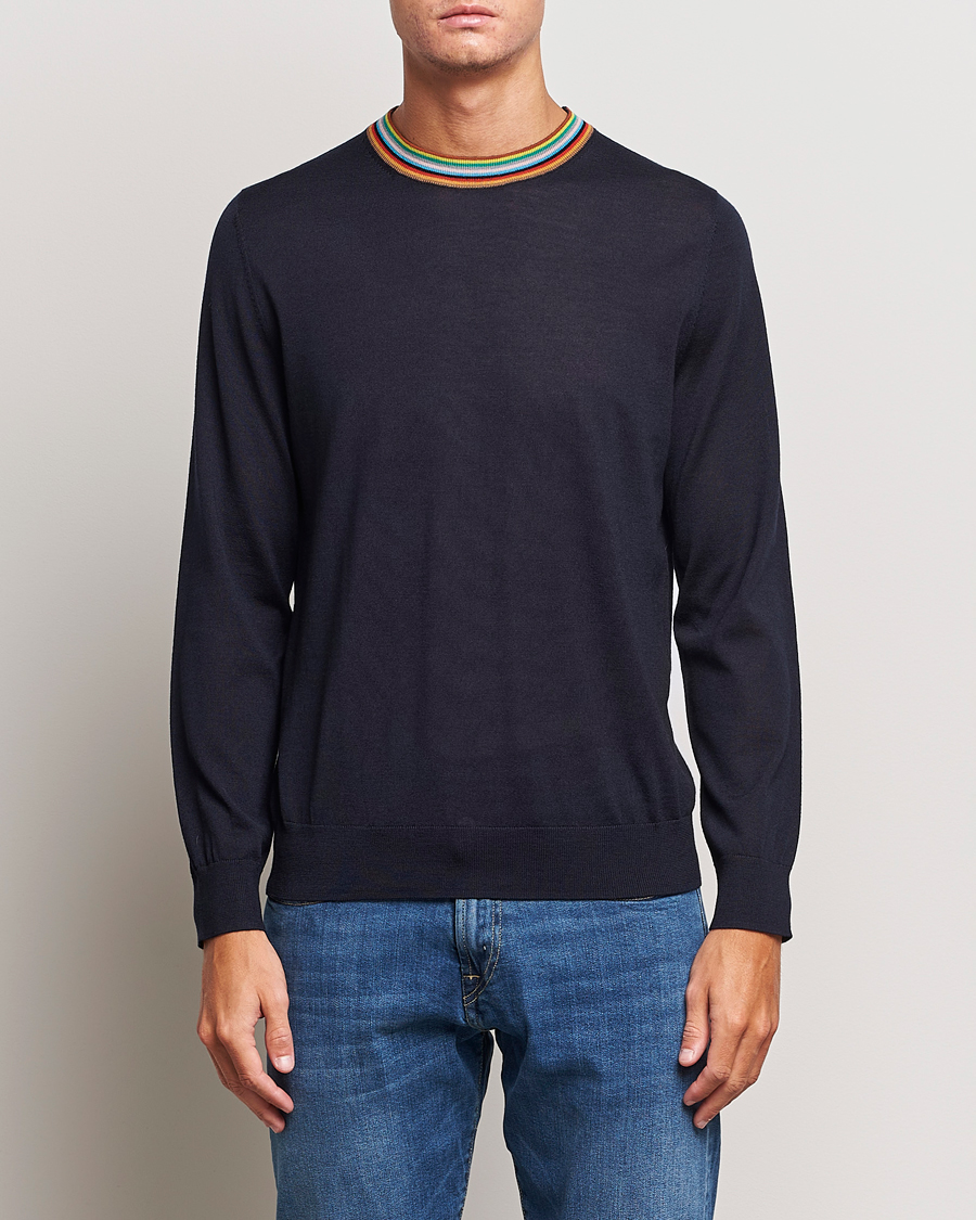 Herr | Tröjor | Paul Smith | Wool/Silk Knitted Crew Neck Navy