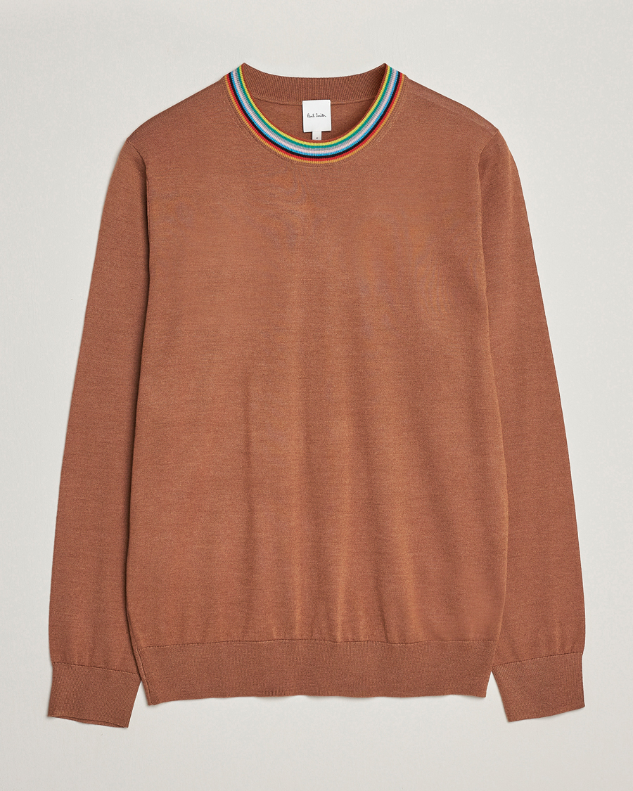 Herr | Tröjor | Paul Smith | Wool/Silk Knitted Crew Neck Brown
