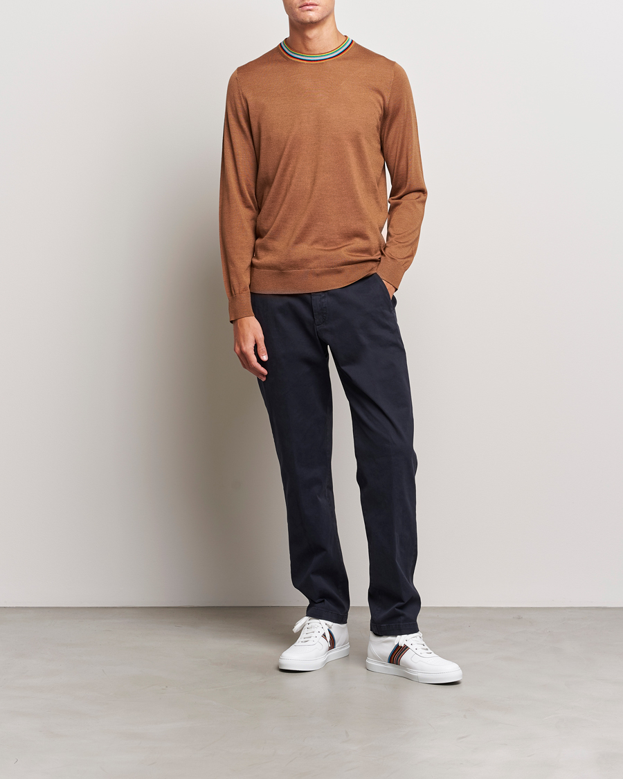 Herr | Tröjor | Paul Smith | Wool/Silk Knitted Crew Neck Brown