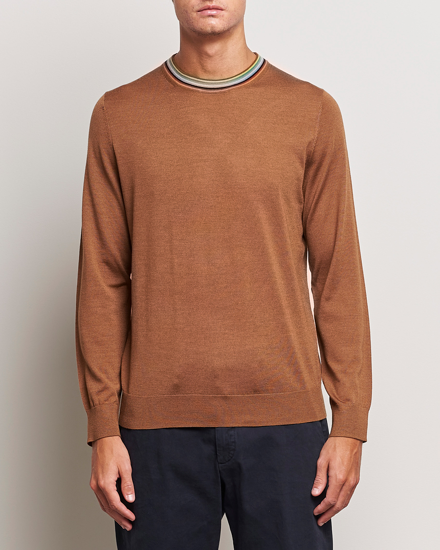 Herr | Tröjor | Paul Smith | Wool/Silk Knitted Crew Neck Brown