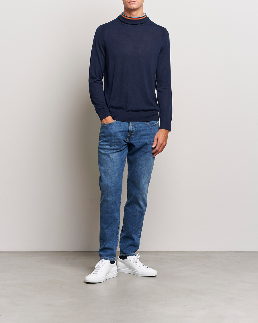 Herr | Tröjor | Paul Smith | Merino Wool Knitted Polo Navy