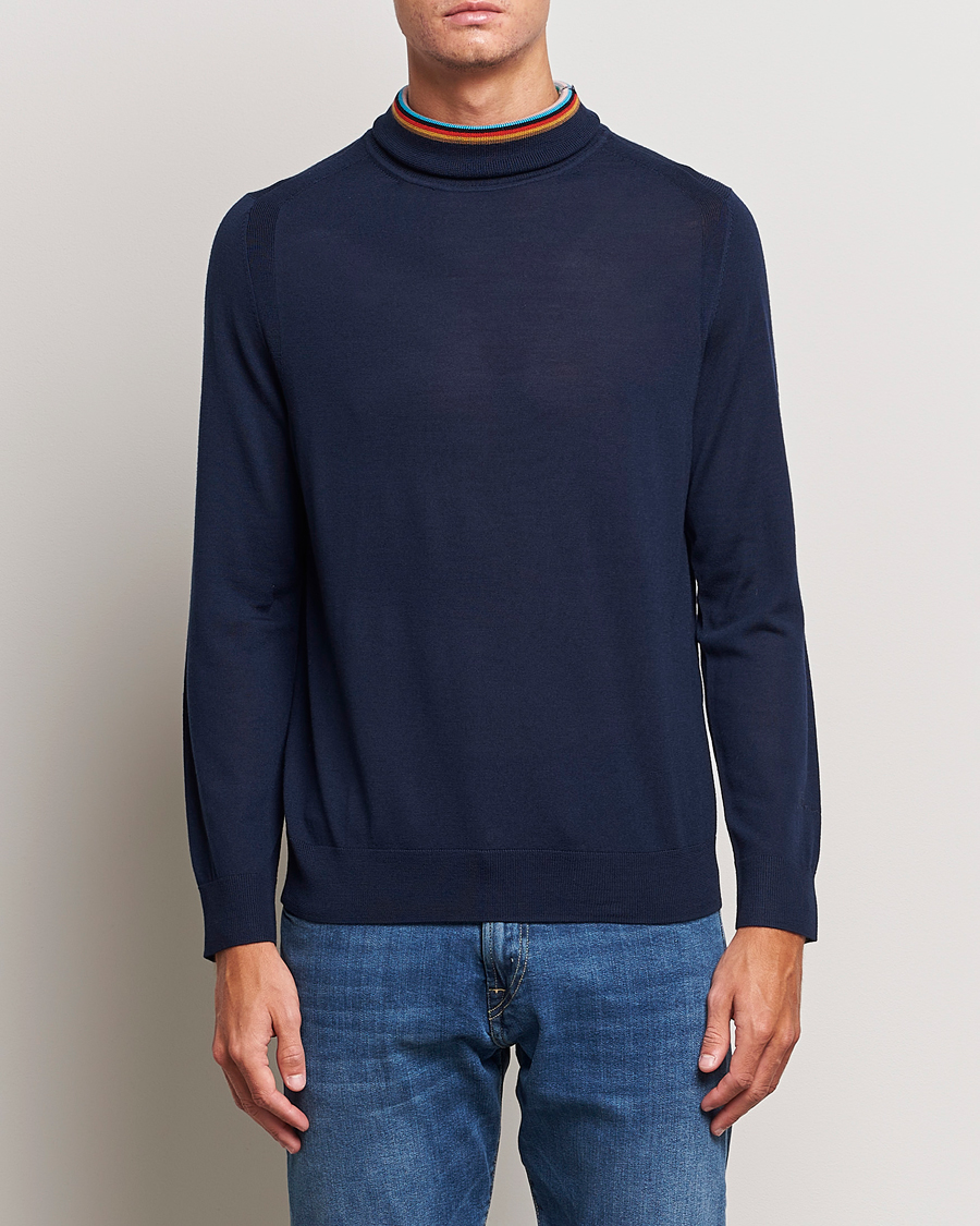 Herr | Tröjor | Paul Smith | Merino Wool Knitted Polo Navy
