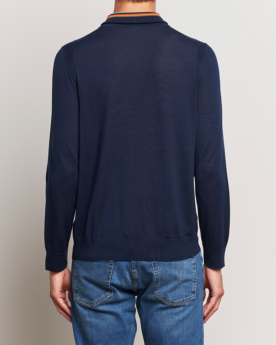 Herr | Tröjor | Paul Smith | Merino Wool Knitted Polo Navy