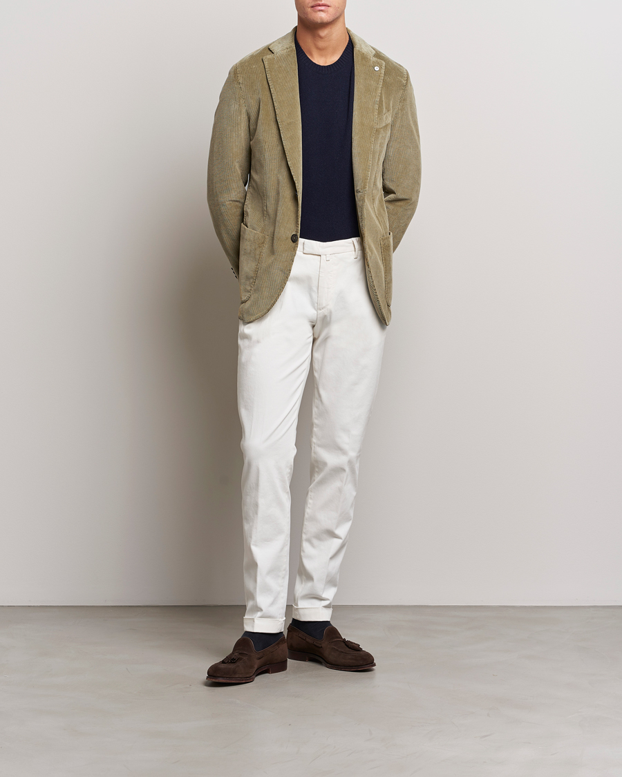 Herr | Byxor | Briglia 1949 | Slim Fit Cotton Stretch Chino Off White
