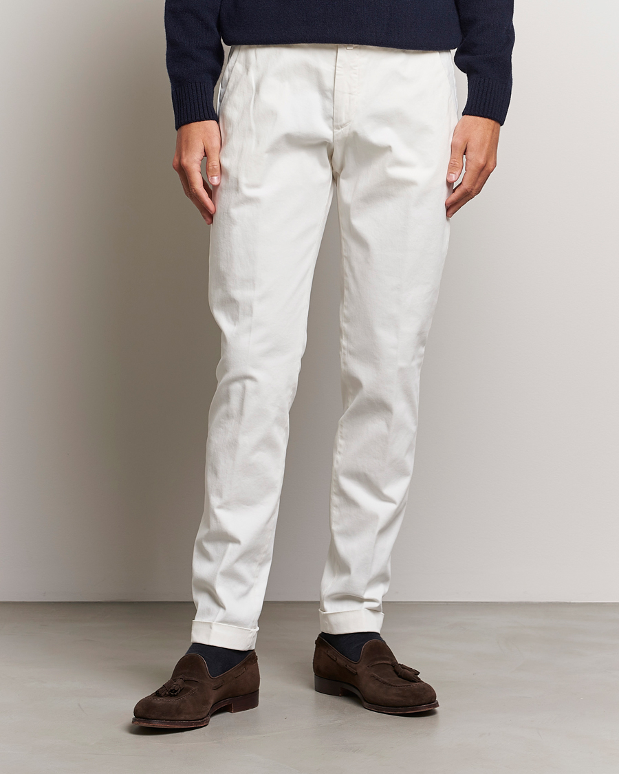 Herr | Byxor | Briglia 1949 | Slim Fit Cotton Stretch Chino Off White