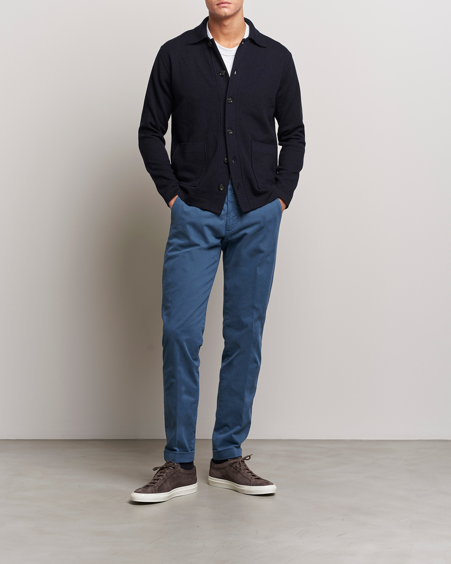 Herr | Byxor | Briglia 1949 | Slim Fit Cotton Stretch Chino Steel Blue