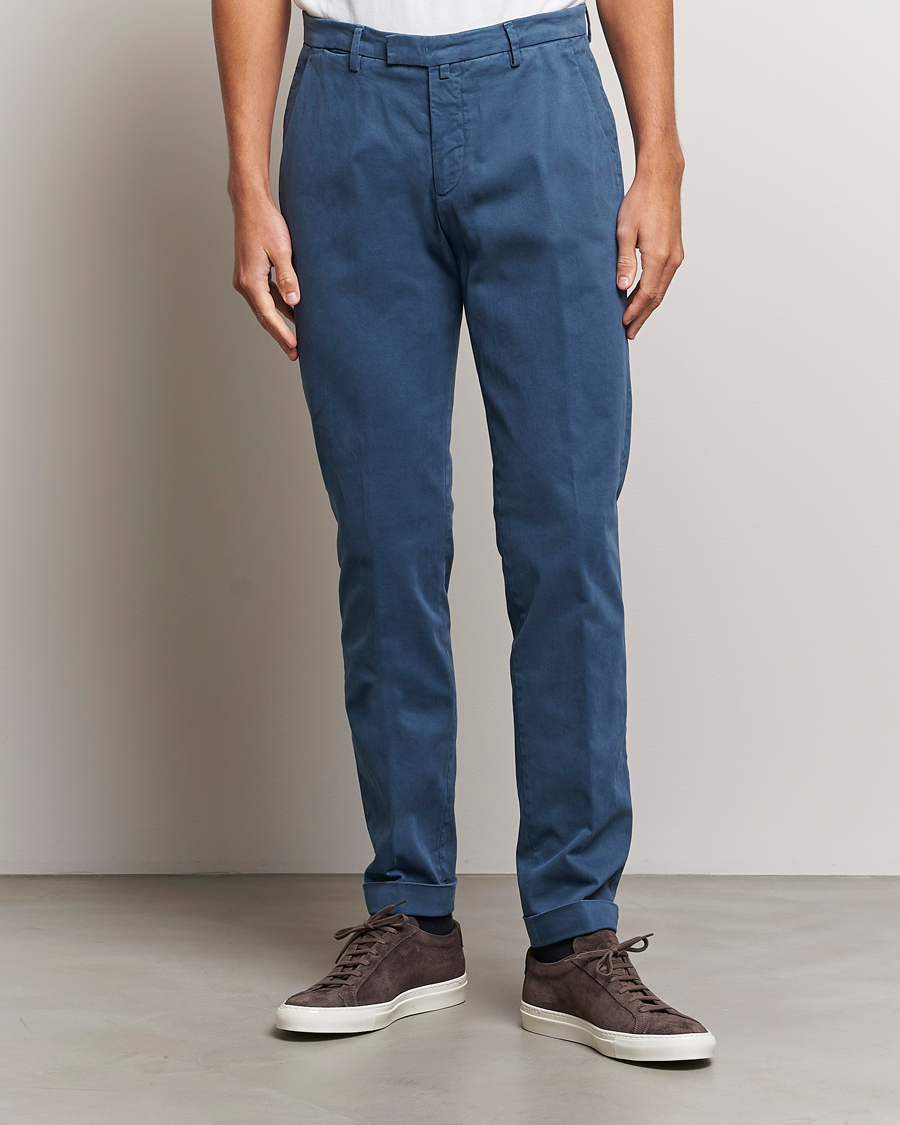 Herr | Chinos | Briglia 1949 | Slim Fit Cotton Stretch Chino Steel Blue
