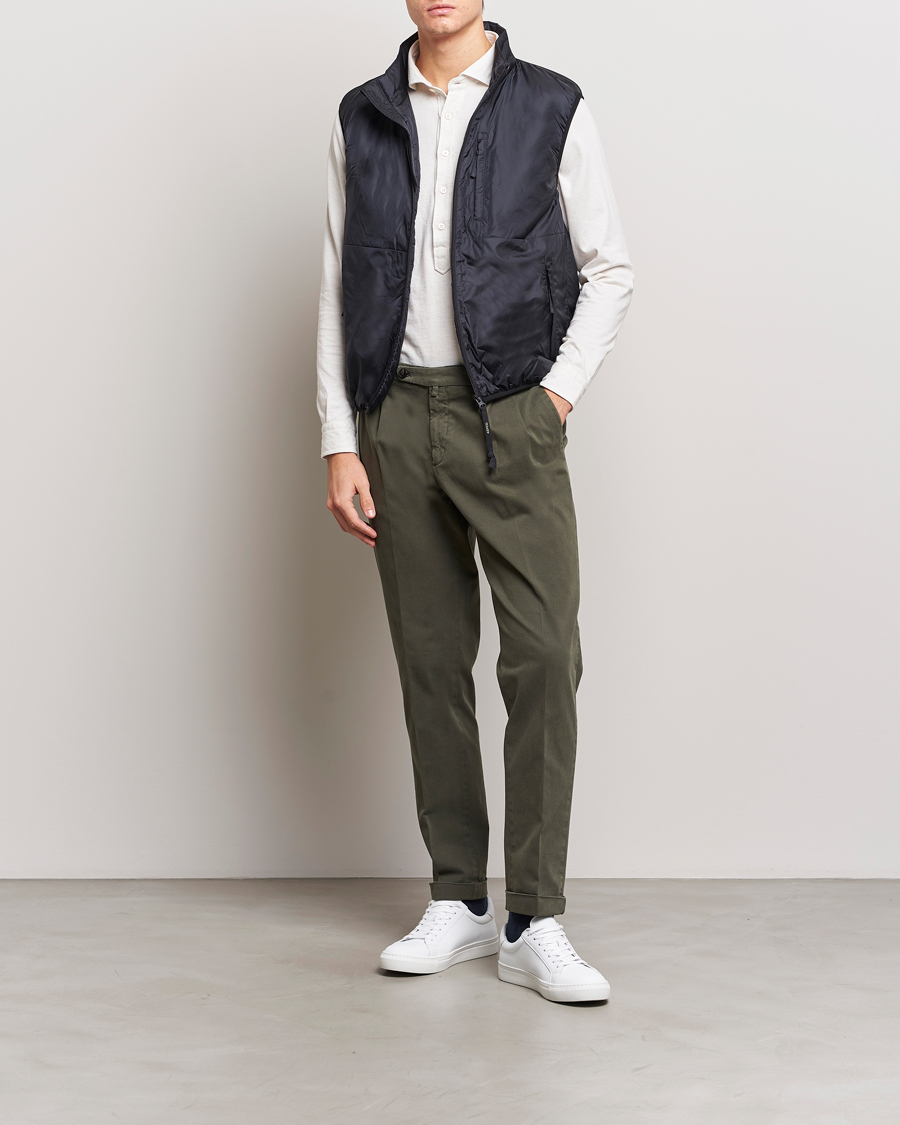 Herr | Byxor | Briglia 1949 | Easy Fit Pleated Cotton Stretch Chino Military