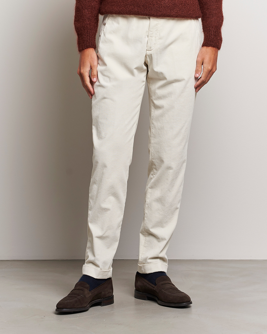 Herr | Byxor | Briglia 1949 | Slim Fit Corduroy Trousers Off White