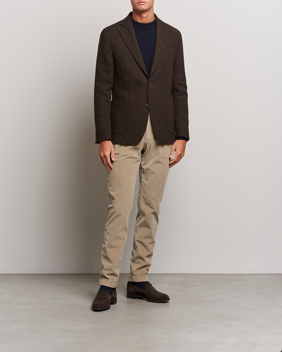 Herr | Byxor | Briglia 1949 | Slim Fit Corduroy Trousers Beige
