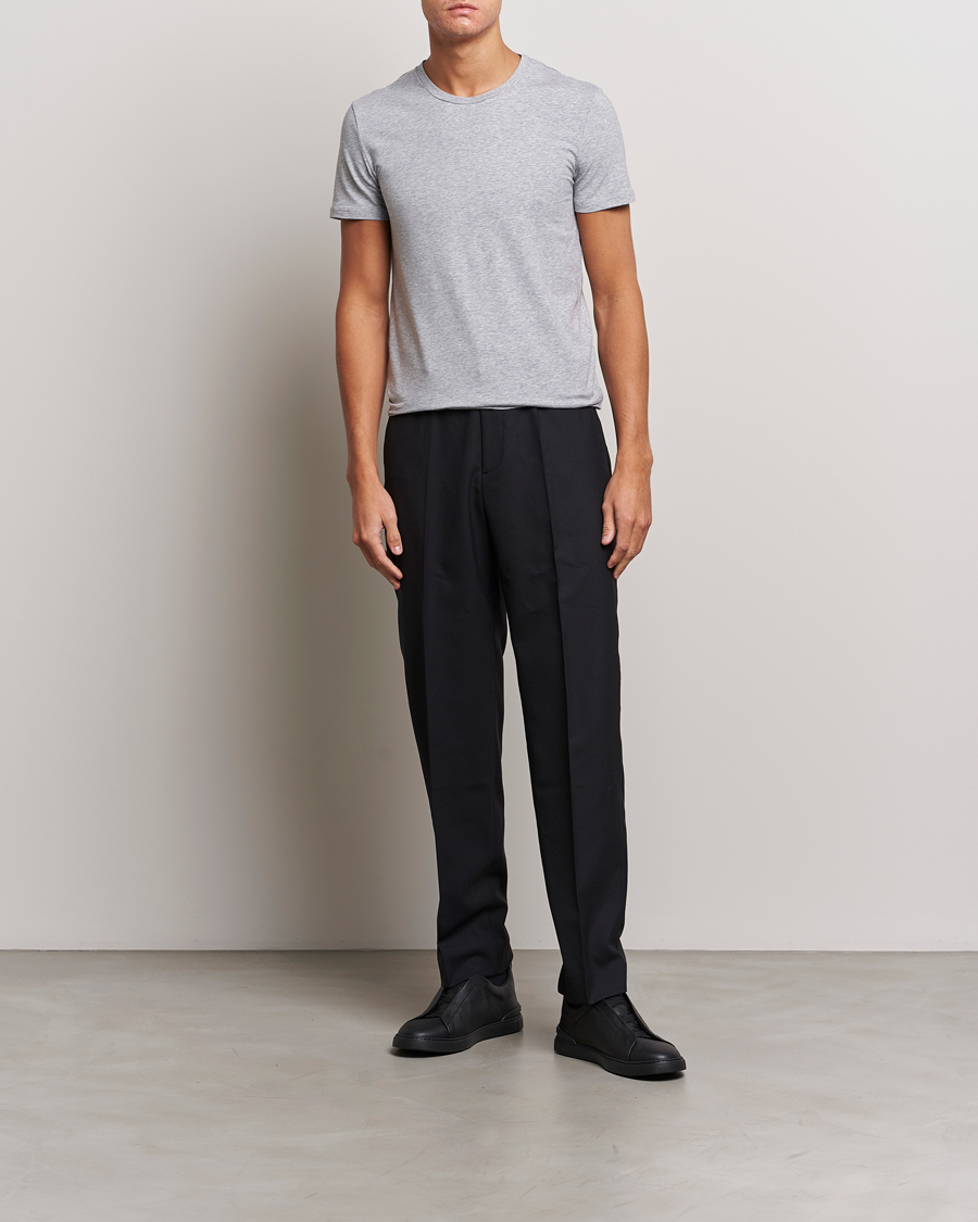 Herr | T-Shirts | Zegna | Stretch Cotton Round Neck T-Shirt Grey Melange