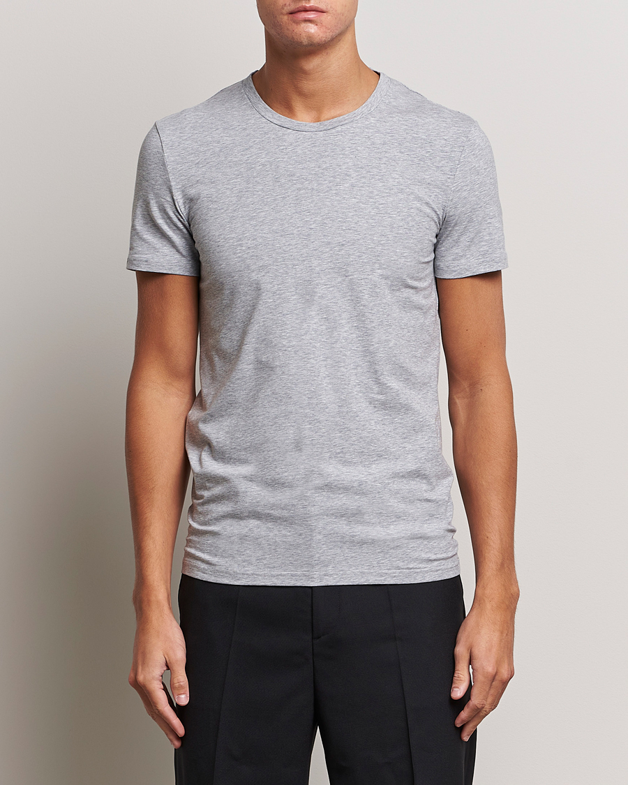 Herr | Luxury Brands | Zegna | Stretch Cotton Round Neck T-Shirt Grey Melange