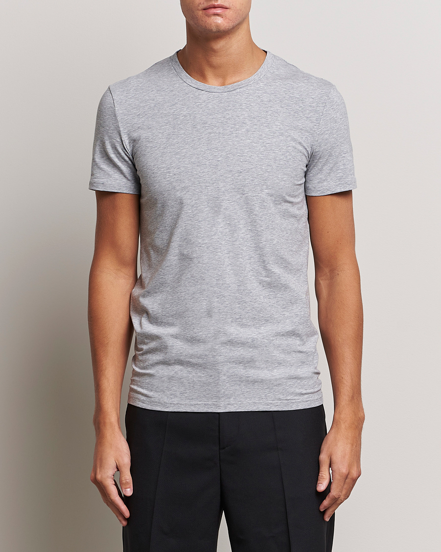 Herr | T-Shirts | Zegna | Stretch Cotton Round Neck T-Shirt Grey Melange