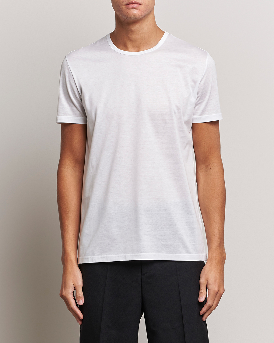 Herr | Quiet Luxury | Zegna | Filoscozia Pure Cotton Round Neck T-Shirt White