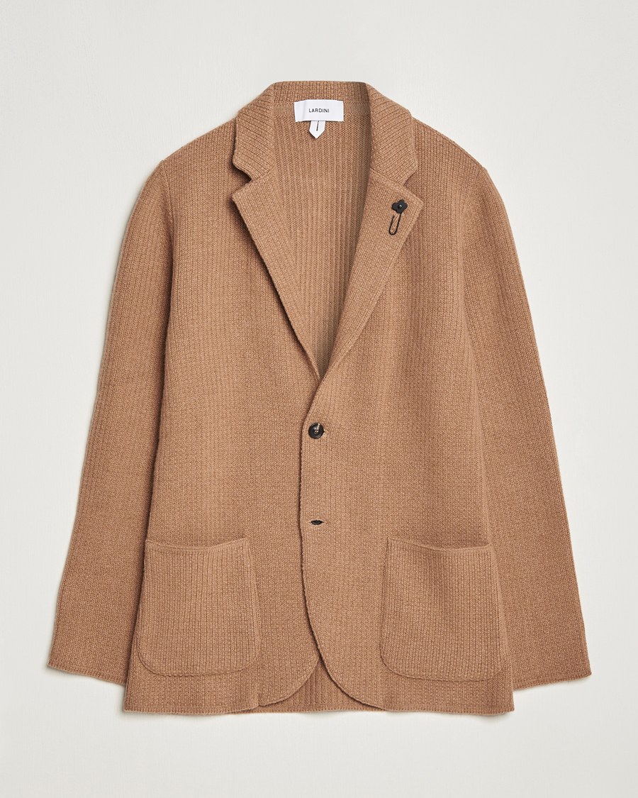 Herr | Kavajer | Lardini | Knitted Cashmere Blazer Beige