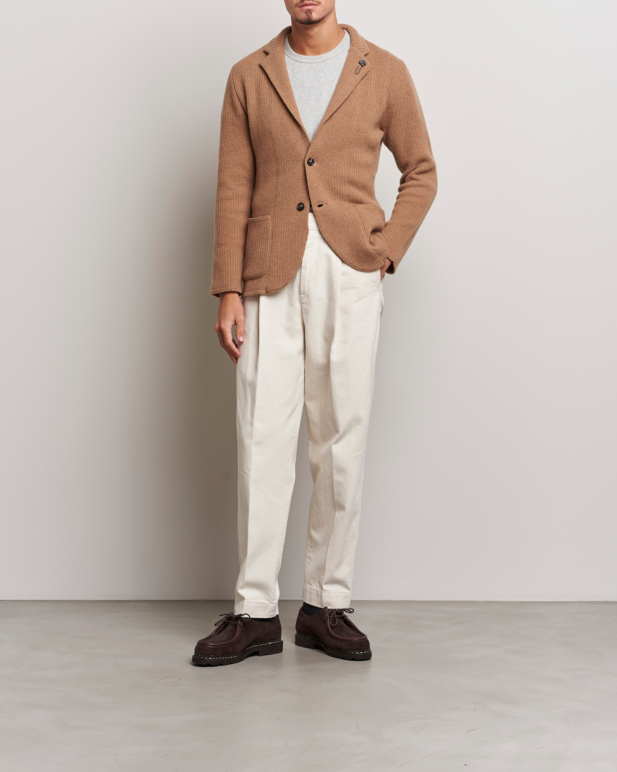 Herr | Kavajer | Lardini | Knitted Cashmere Blazer Beige