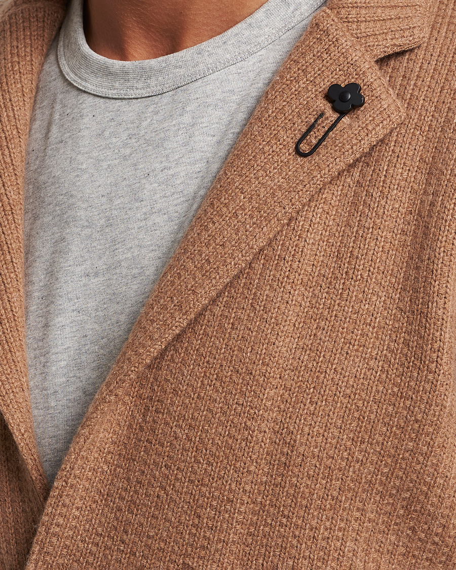 Herr | Kavajer | Lardini | Knitted Cashmere Blazer Beige