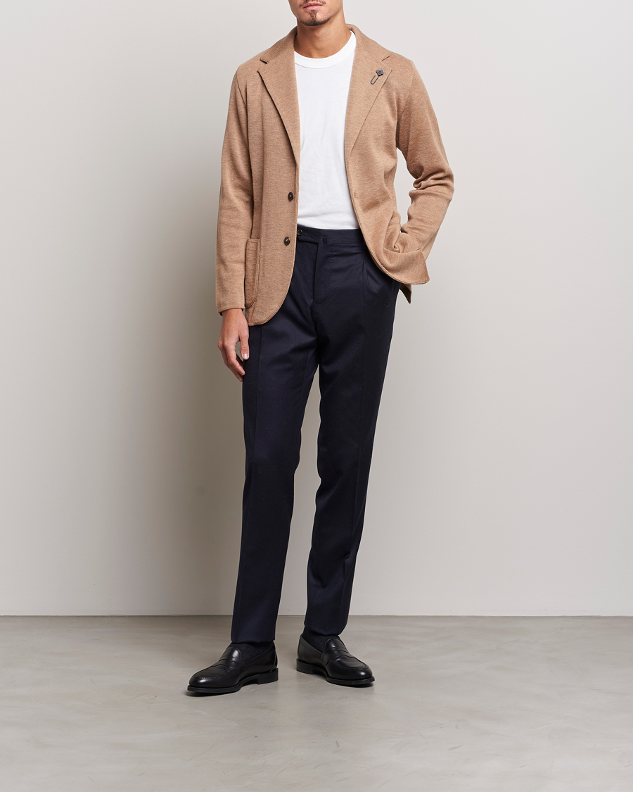 Herr | Kavajer | Lardini | Knitted Wool Blazer Beige