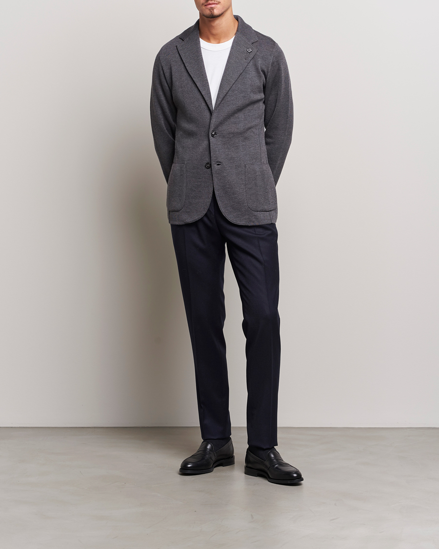 Herr | Kavajer | Lardini | Knitted Wool Blazer Grey