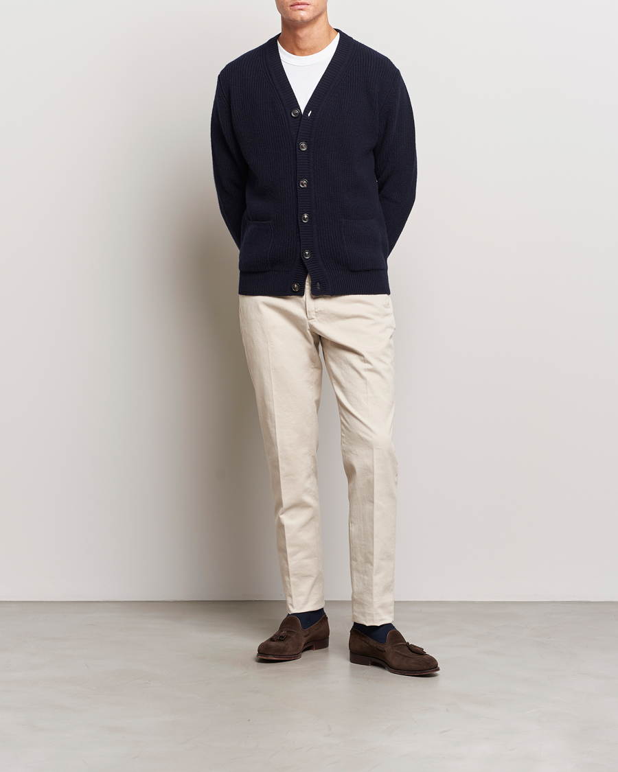 Herr | Tröjor | Lardini | Wool/Cashmere Knitted Cardigan Navy