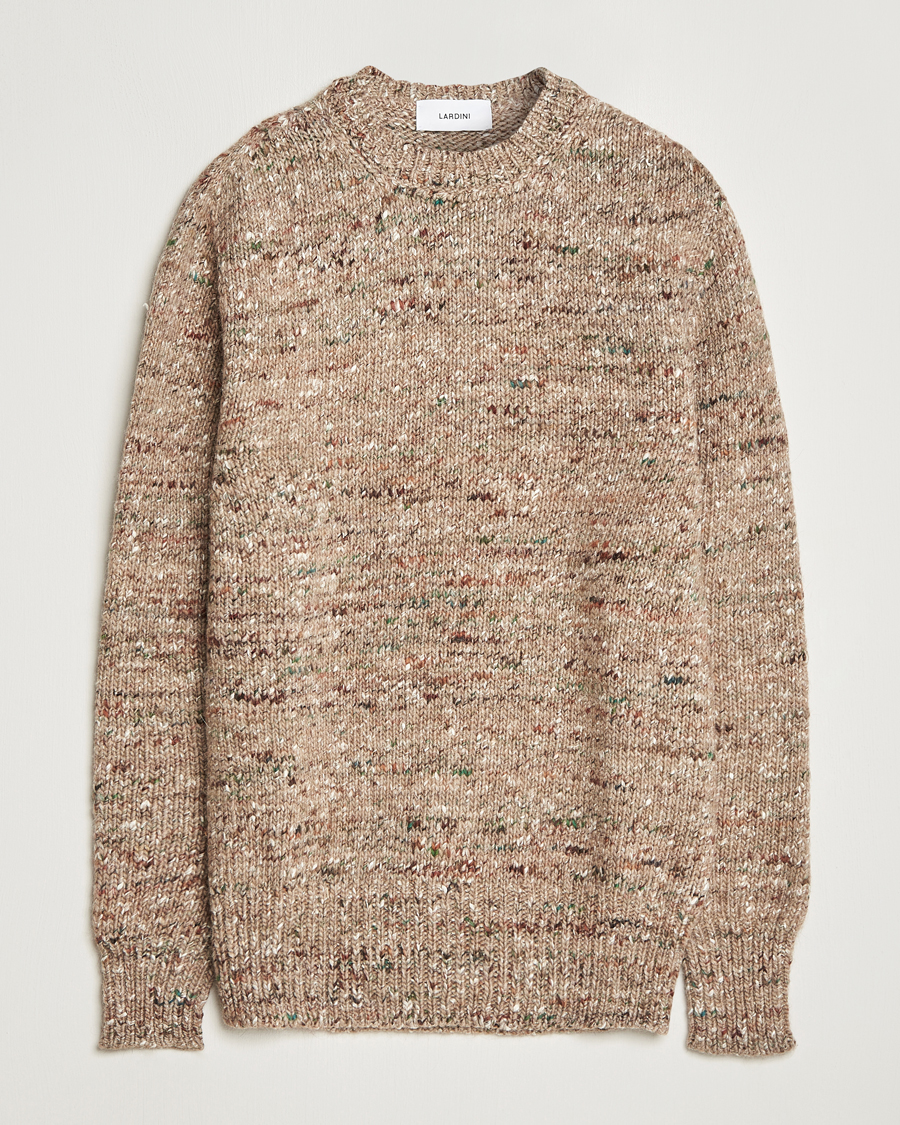 Herr | Tröjor | Lardini | Wool/Alpaca/Silk Boucle Roundneck Beige