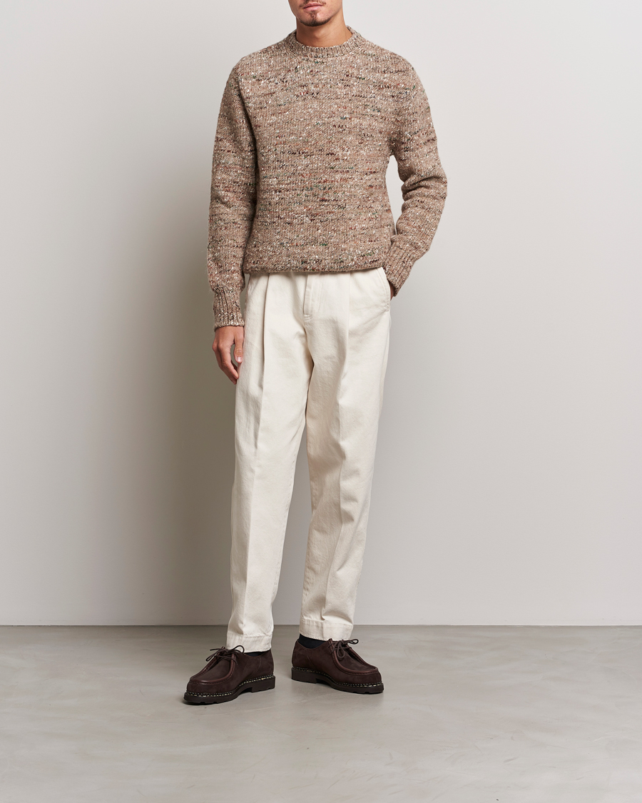 Herr | Tröjor | Lardini | Wool/Alpaca/Silk Boucle Roundneck Beige
