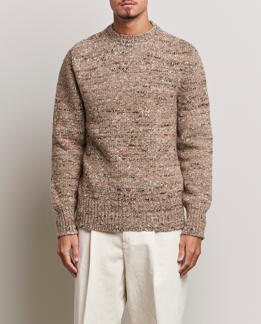 Herr | Tröjor | Lardini | Wool/Alpaca/Silk Boucle Roundneck Beige