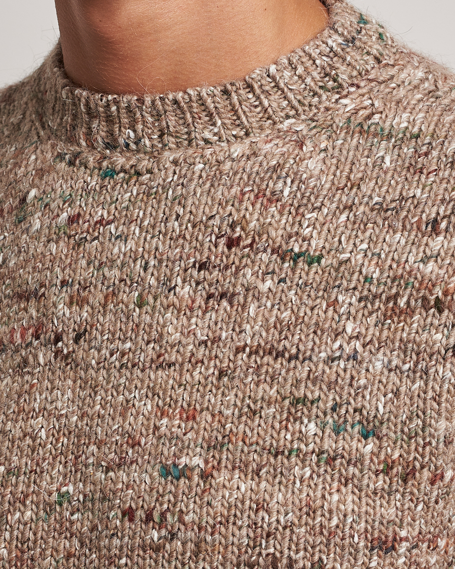 Herr | Tröjor | Lardini | Wool/Alpaca/Silk Boucle Roundneck Beige