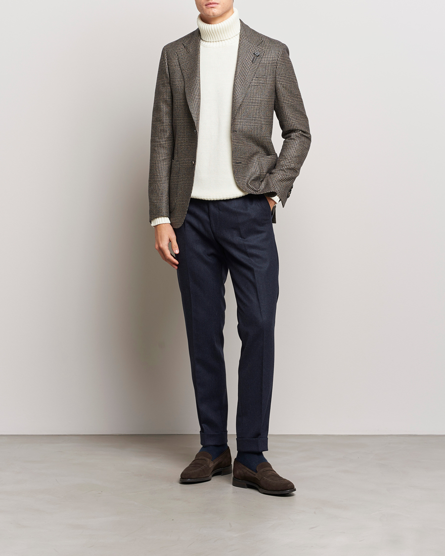 Herr | Kavajer | Lardini | Checked Wool Blazer Brown/Navy