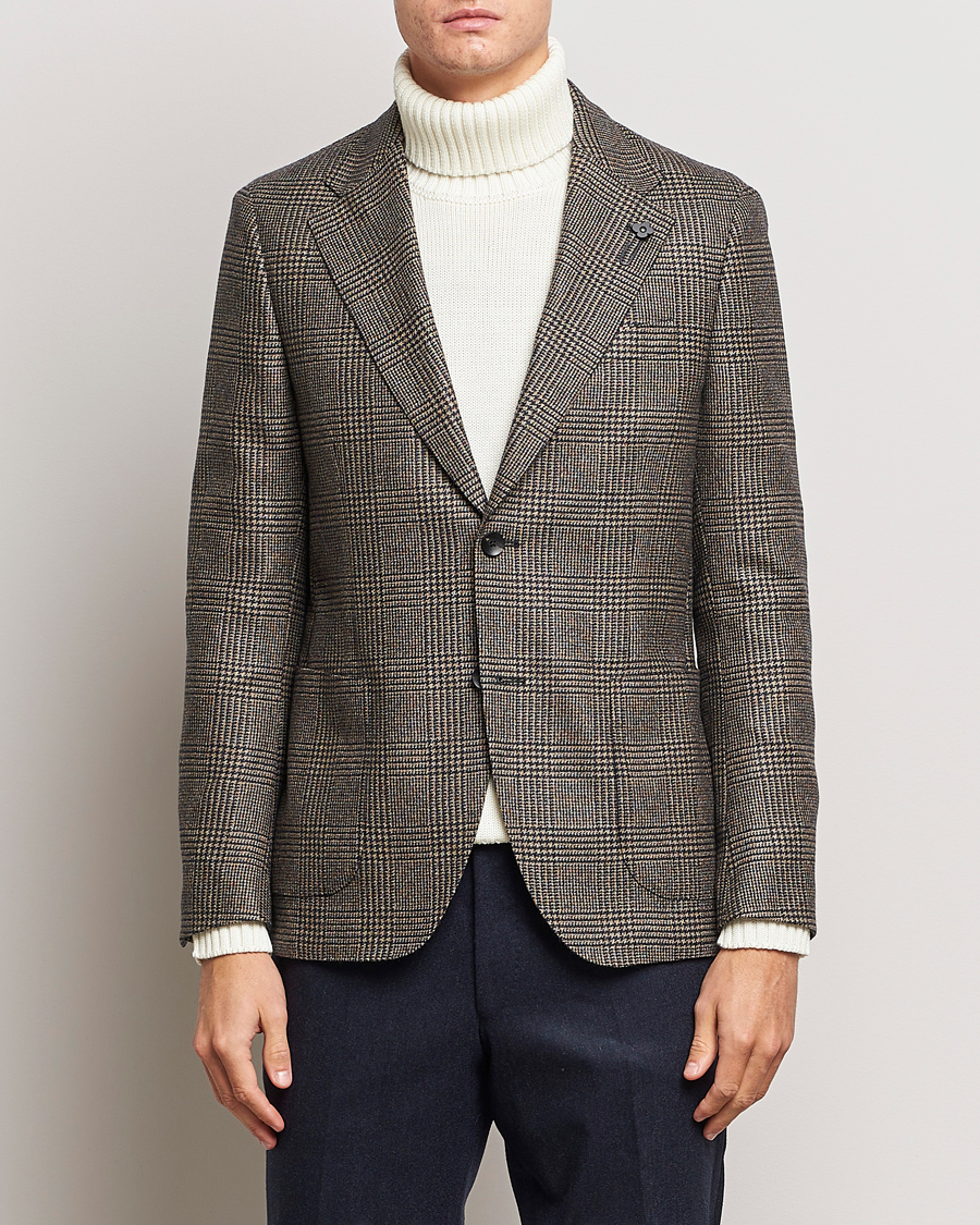 Herr | Kavajer | Lardini | Checked Wool Blazer Brown/Navy