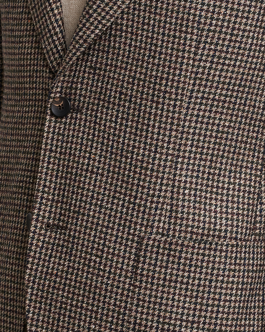 Herr | Kavajer | Lardini | Wool/Silk/Cashmere Houndstooth Blazer Beige/Green