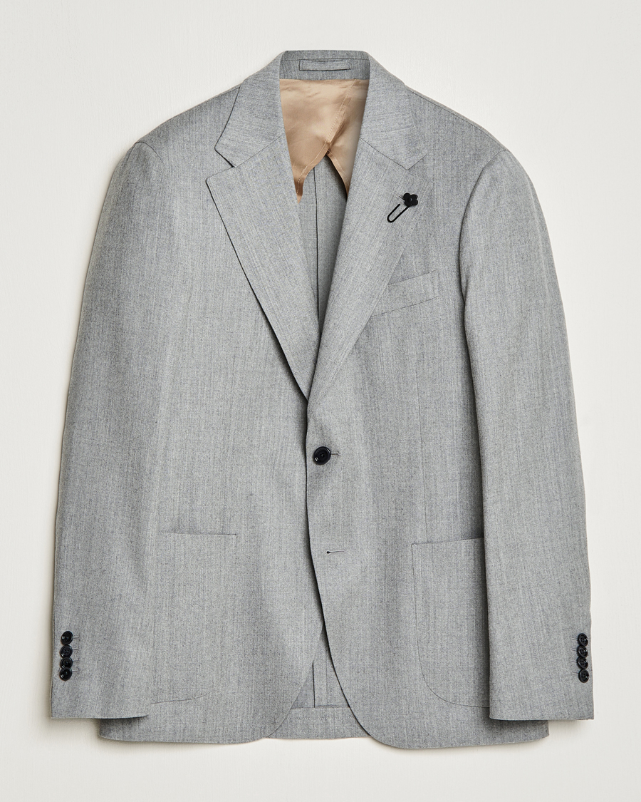 Herr | Kavajer | Lardini | Wool/Cashmerer Flanell Blazer Light Grey