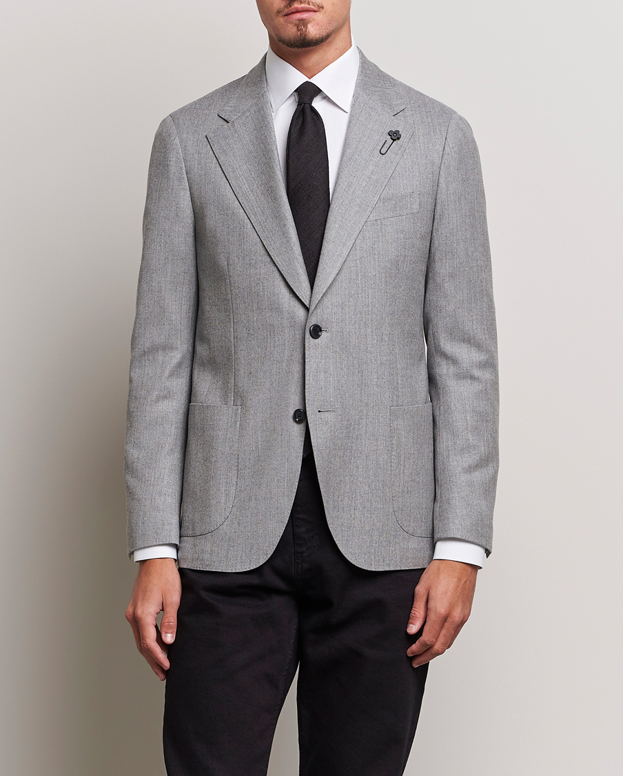 Herr | Kavajer | Lardini | Wool/Cashmerer Flanell Blazer Light Grey