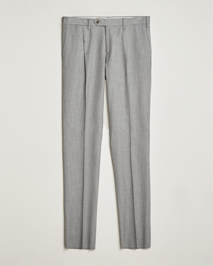 Herr | Byxor | Lardini | Wool/Cashmere One Pleat Trousers Light Grey