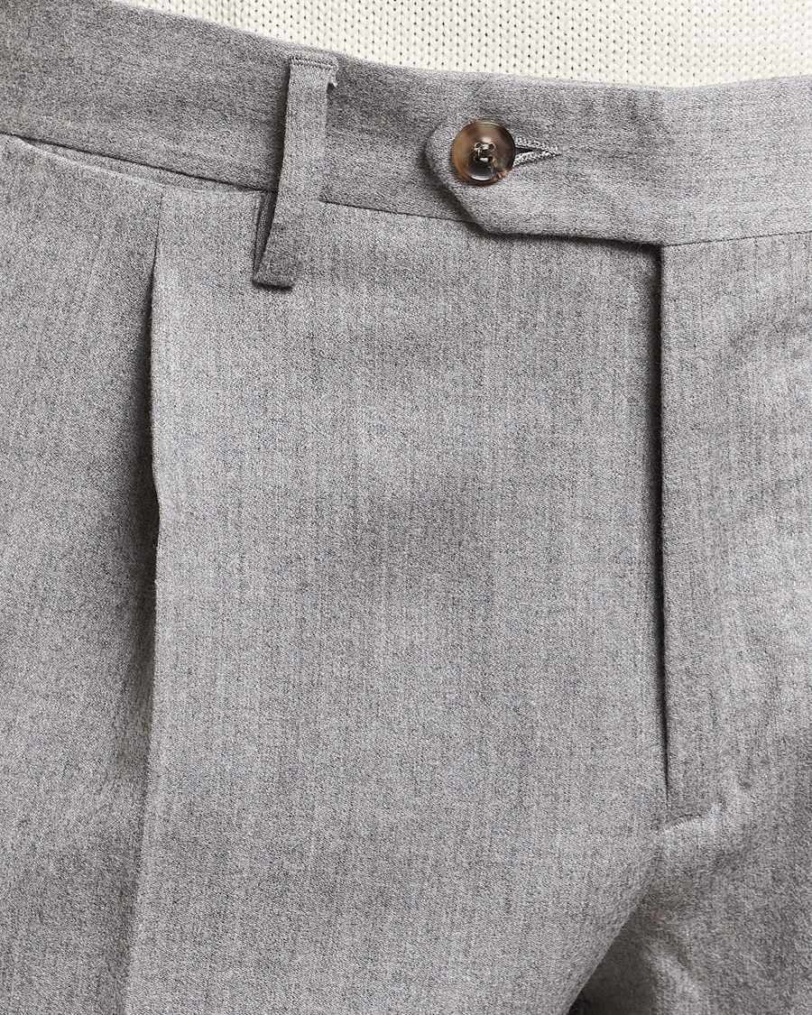 Herr | Byxor | Lardini | Wool/Cashmere One Pleat Trousers Light Grey