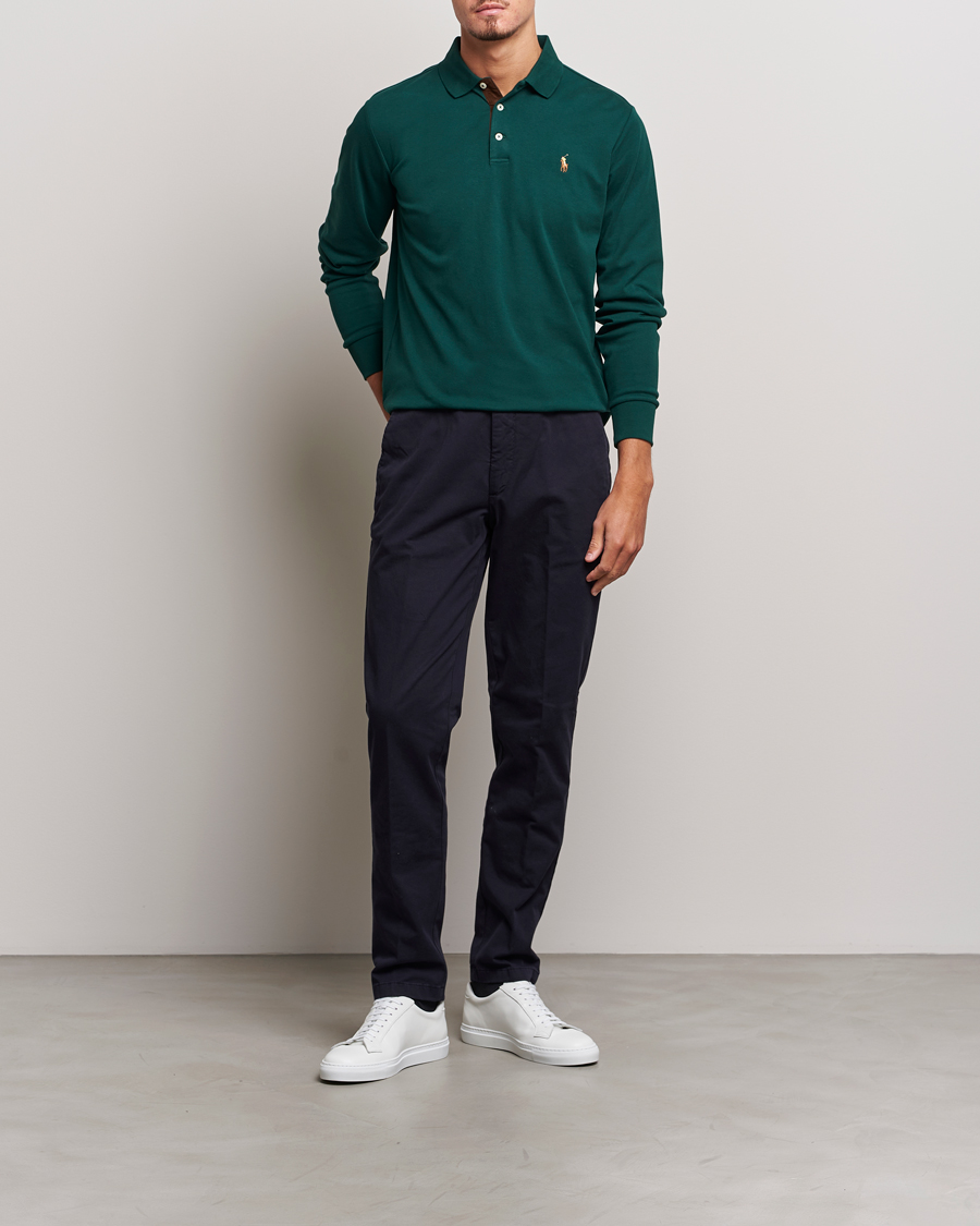 Herr | Tröjor | Polo Ralph Lauren | Luxury Pima Cotton Long Sleeve Polo Hunt Club Green