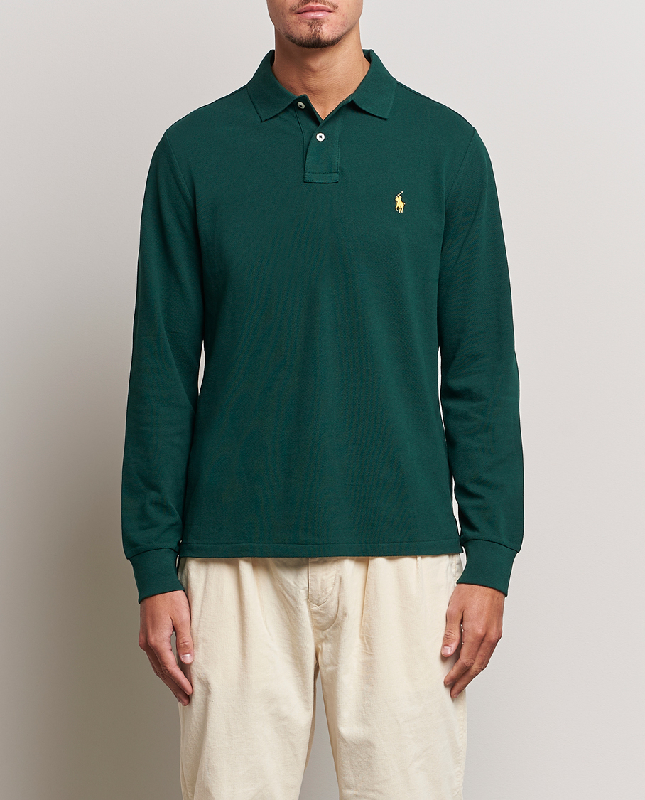 Herr | Långärmade pikéer | Polo Ralph Lauren | Custom Slim Fit Long Sleeve Polo Hunt Club Green
