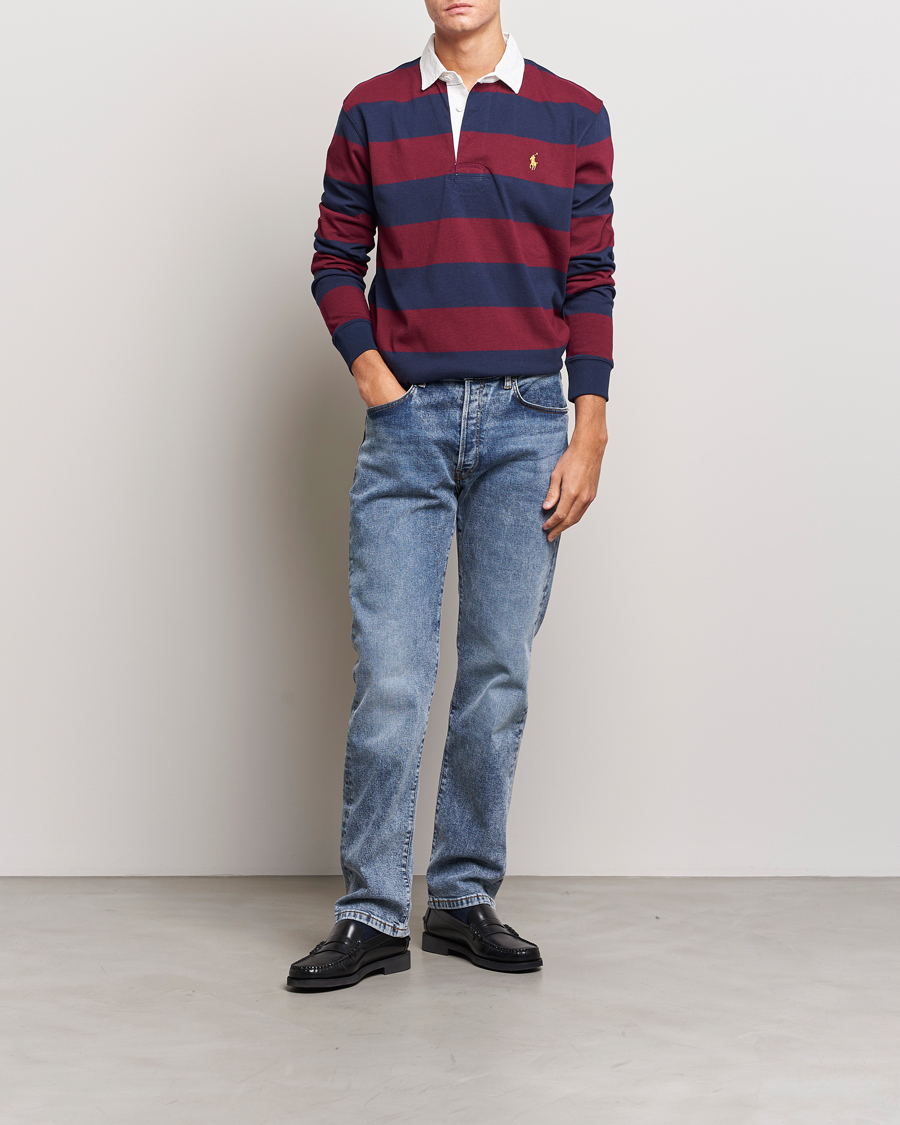 Herr | Tröjor | Polo Ralph Lauren | Jersey Striped Rugger Navy/Wine
