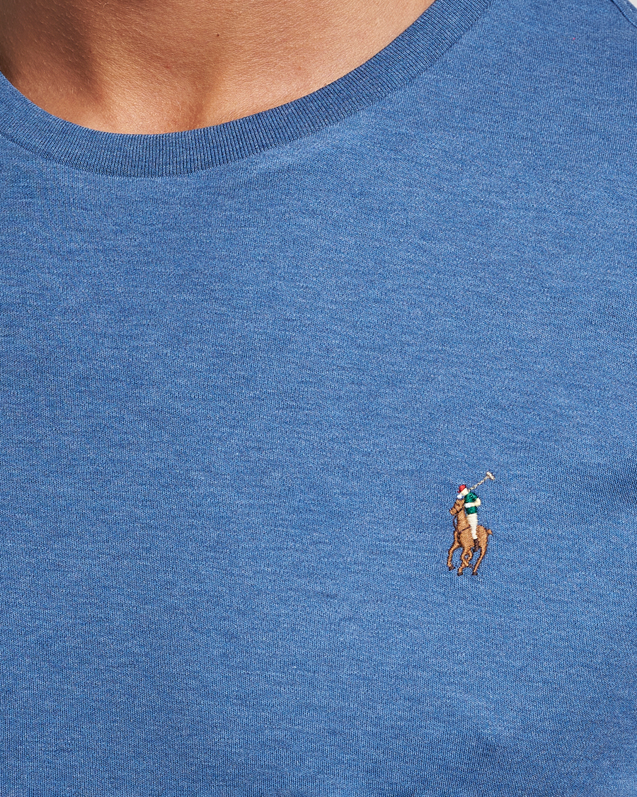 Herr | T-Shirts | Polo Ralph Lauren | Luxury Pima Cotton Crew Neck T-Shirt Fog Blue Heather