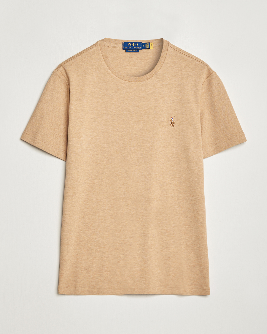 Herr | T-Shirts | Polo Ralph Lauren | Luxury Pima Cotton Crew Neck T-Shirt Camel Heather