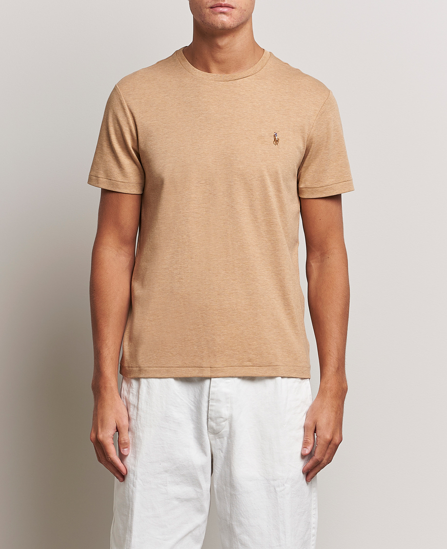 Herr | T-Shirts | Polo Ralph Lauren | Luxury Pima Cotton Crew Neck T-Shirt Camel Heather