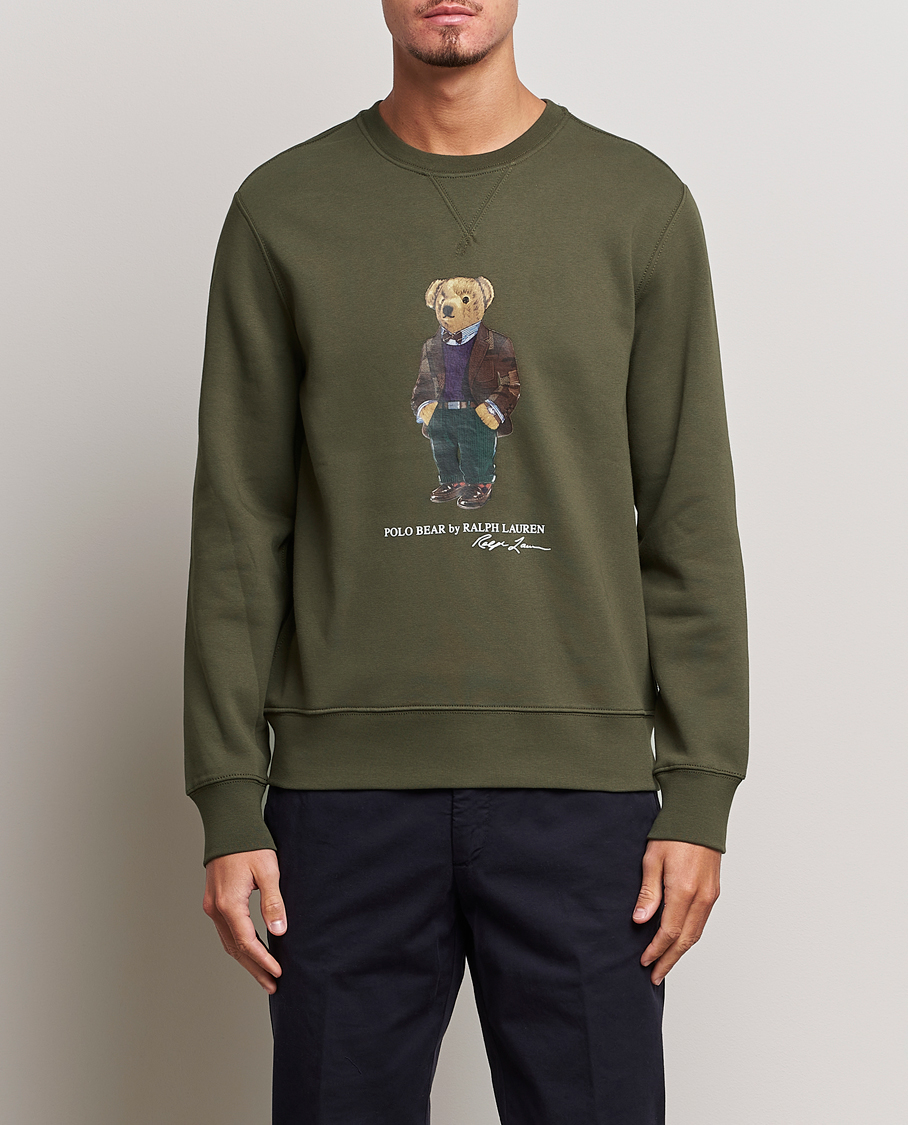 Herr | Polo Ralph Lauren | Polo Ralph Lauren | Printed Denim Bear Sweatshirt Expedition Olive