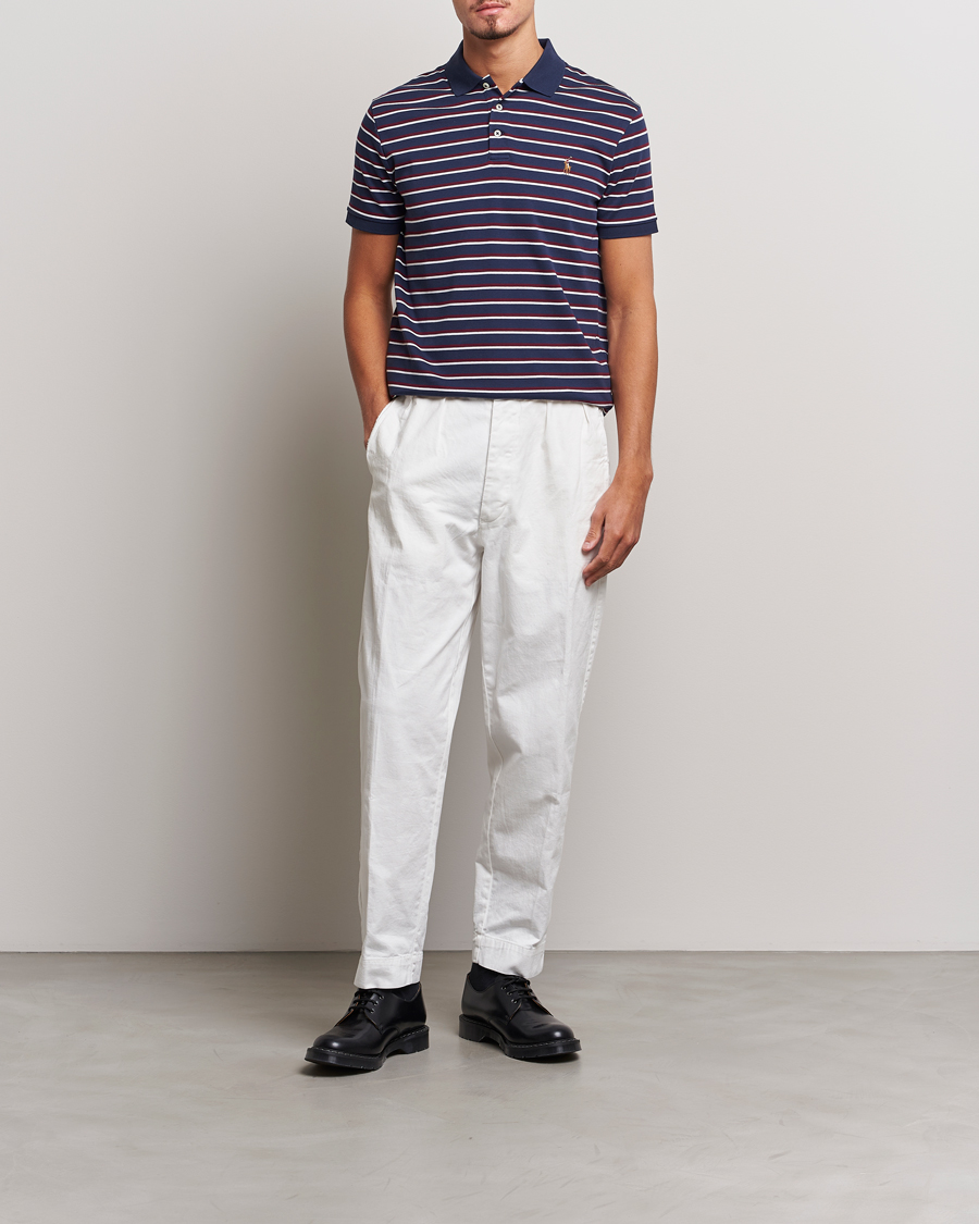Herr | Pikéer | Polo Ralph Lauren | Luxury Pima Cotton Striped Polo French Navy/White