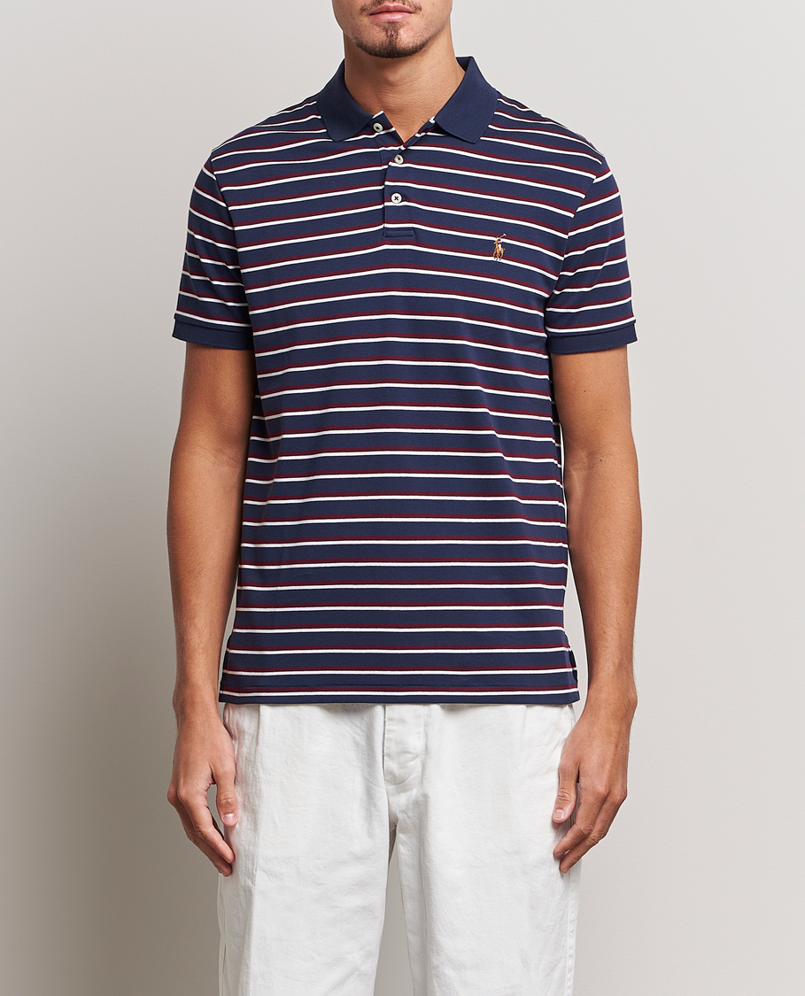 Herr | Rea kläder | Polo Ralph Lauren | Luxury Pima Cotton Striped Polo French Navy/White