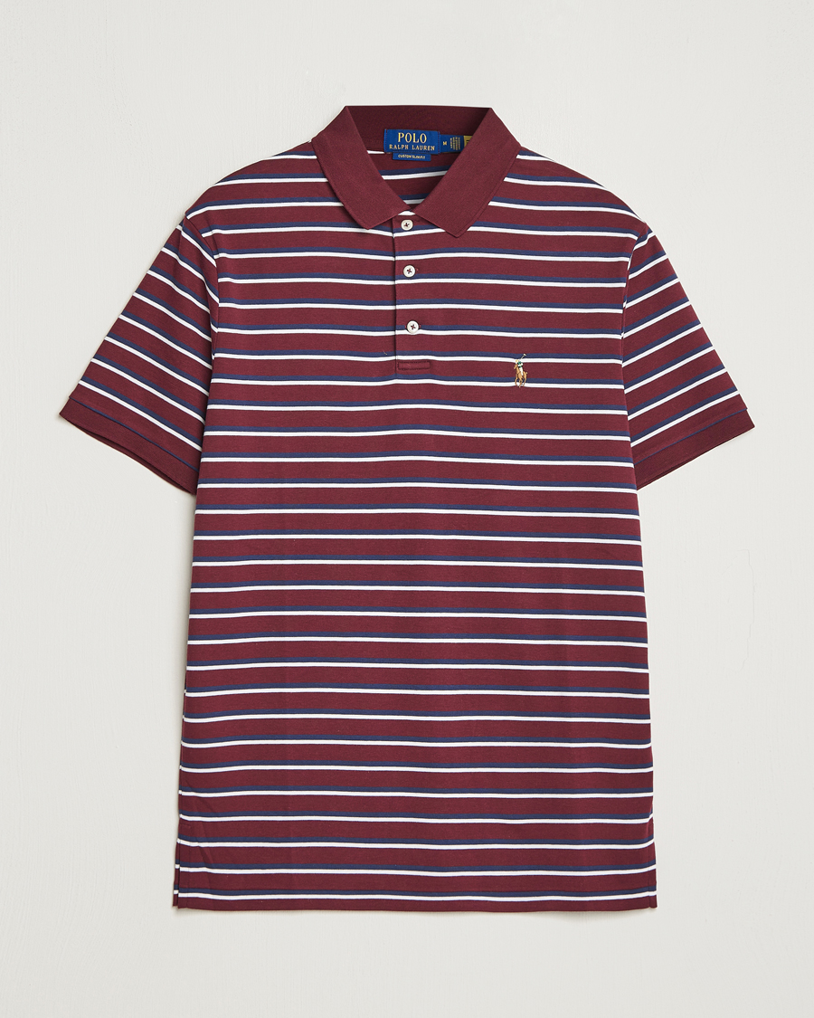 Herr | Pikéer | Polo Ralph Lauren | Luxury Pima Cotton Striped Polo Harvard Wine/White