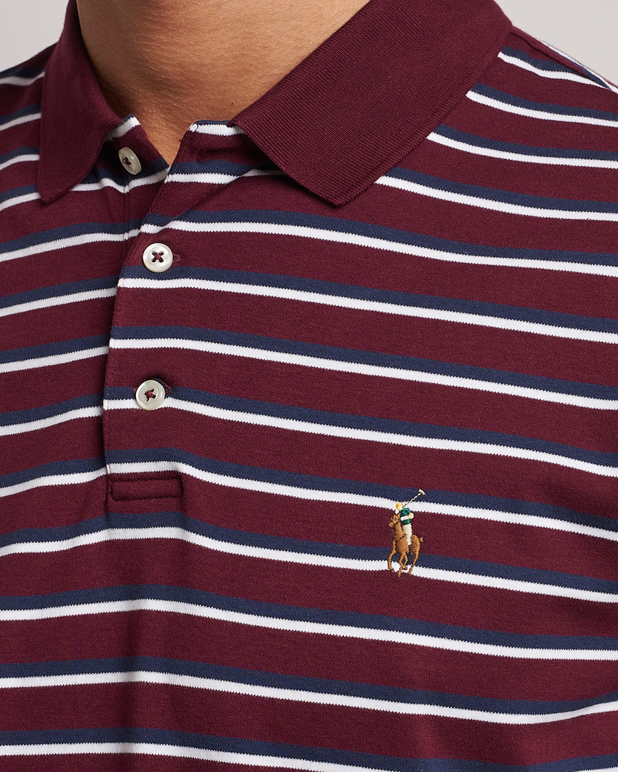 Herr | Pikéer | Polo Ralph Lauren | Luxury Pima Cotton Striped Polo Harvard Wine/White