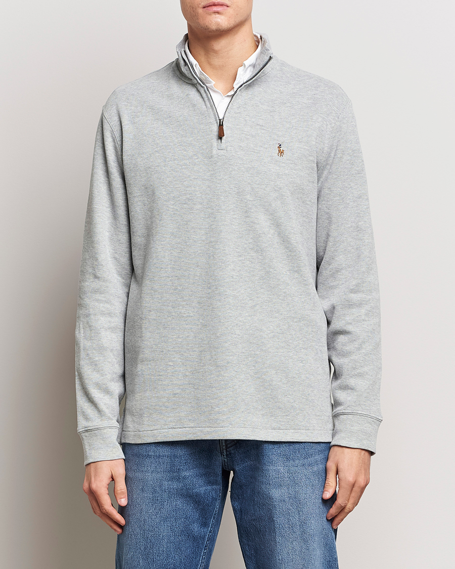 Herr | 30% rea | Polo Ralph Lauren | Double Knit Jaquard Half Zip Sweater Andover Heather