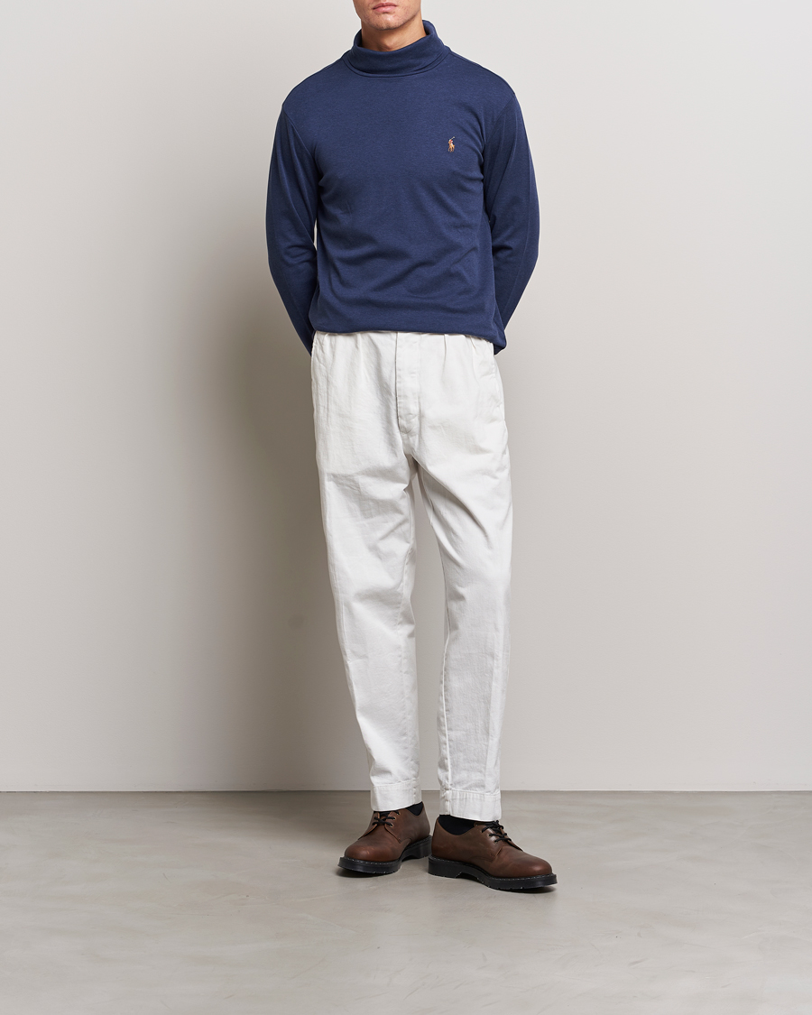 Herr | Tröjor | Polo Ralph Lauren | Luxury Pima Cotton Rollneck Spring Navy Heather